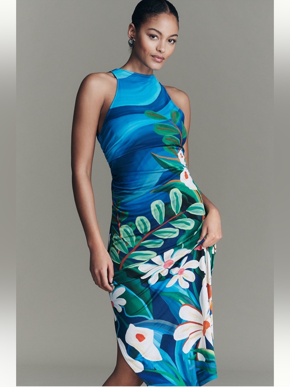 Farm Rio x Anthropologie Coastal Floral Wave Midi Maxi Dress Small NWT